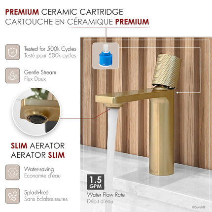 Stylish Riela Single Handle 7 1/2" Brushed Gold Bathroom Faucet - Plumbing Market