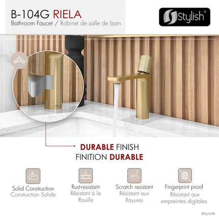 Stylish Riela Single Handle 7 1/2" Brushed Gold Bathroom Faucet - Plumbing Market