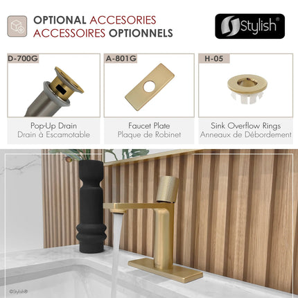 Stylish Riela Single Handle 7 1/2" Brushed Gold Bathroom Faucet - Plumbing Market