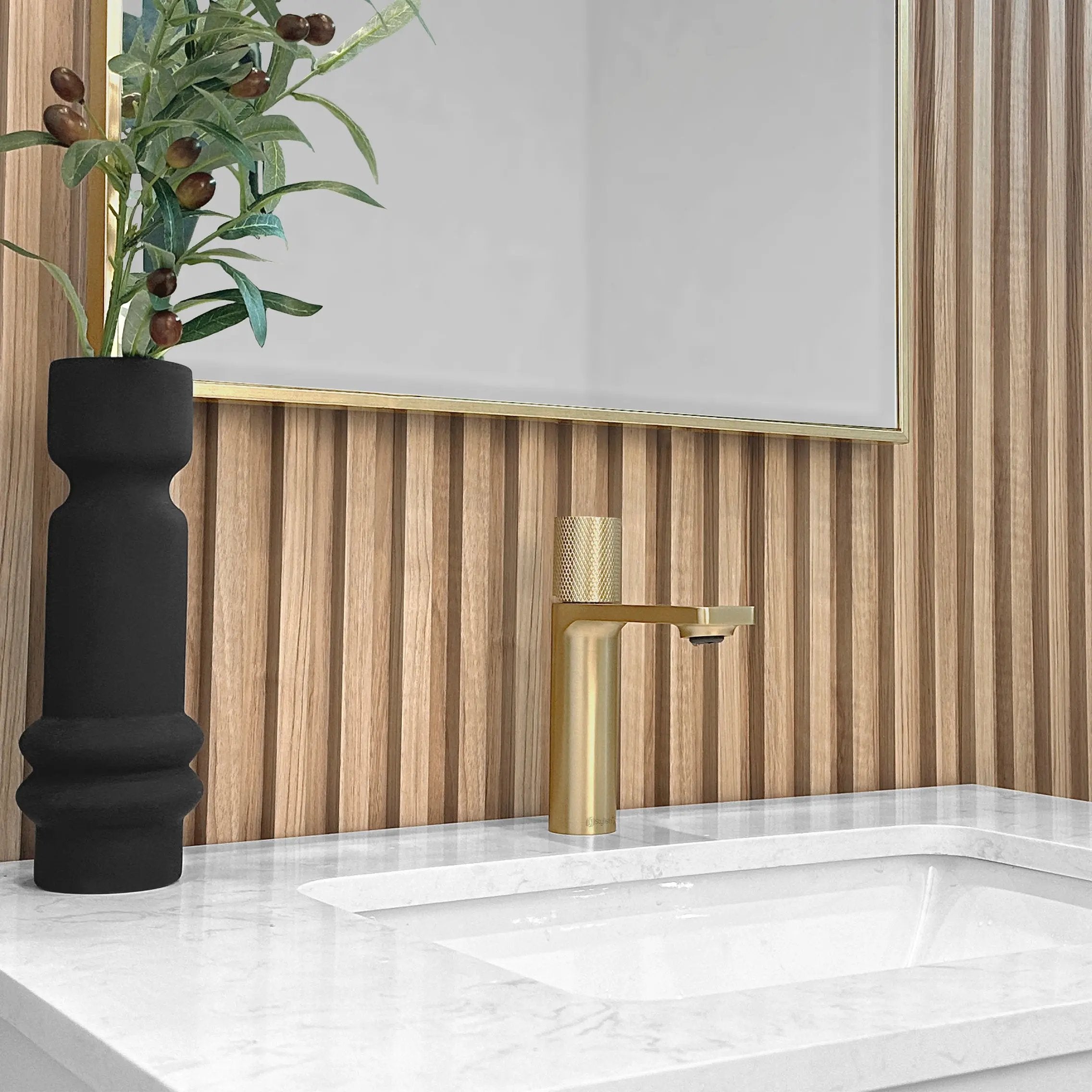 Stylish Riela Single Handle 7 1/2" Brushed Gold Bathroom Faucet - Plumbing Market