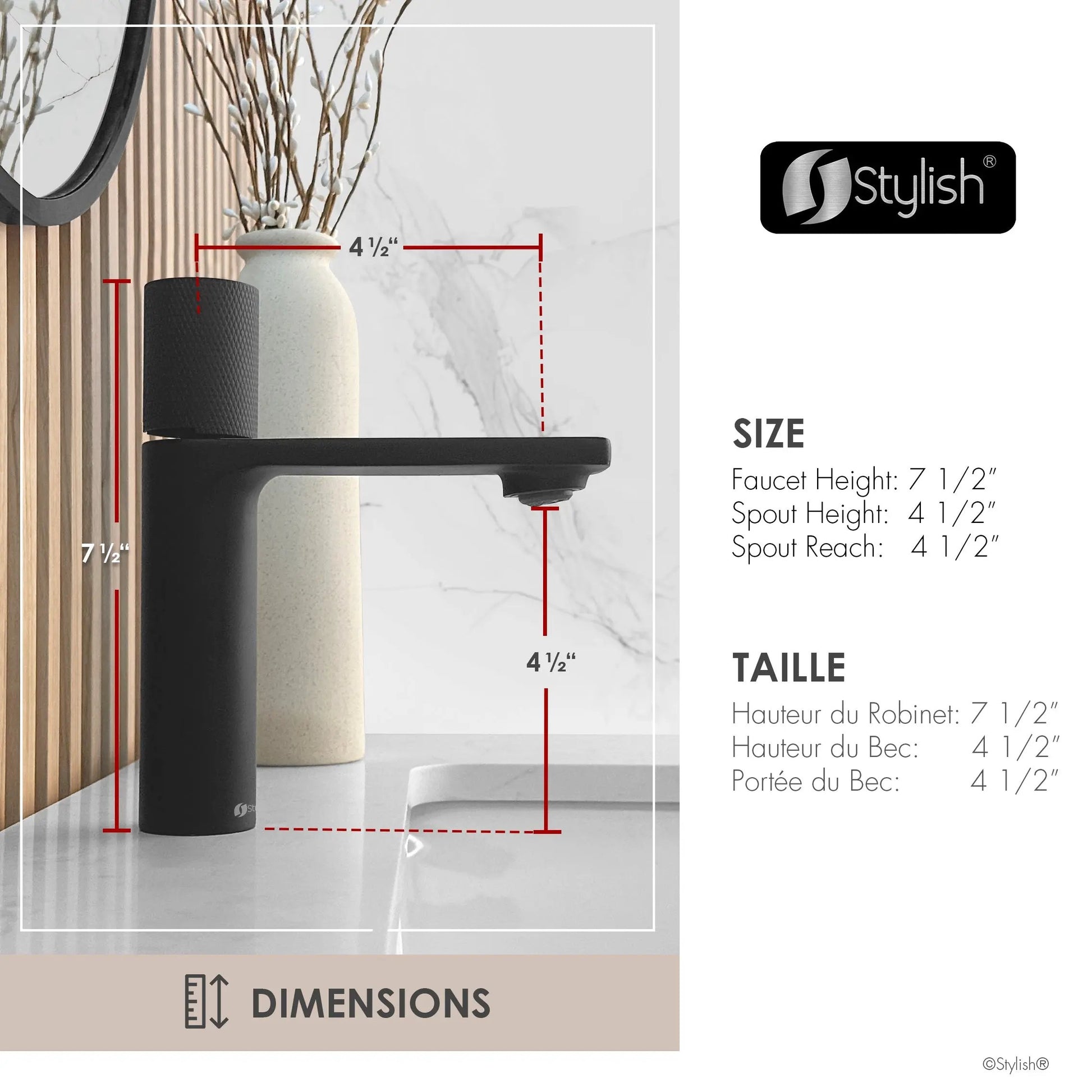Stylish Riela Single Handle 7 1/2" Matte Black Bathroom Faucet - Plumbing Market