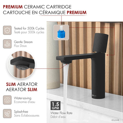 Stylish Riela Single Handle 7 1/2" Matte Black Bathroom Faucet - Plumbing Market