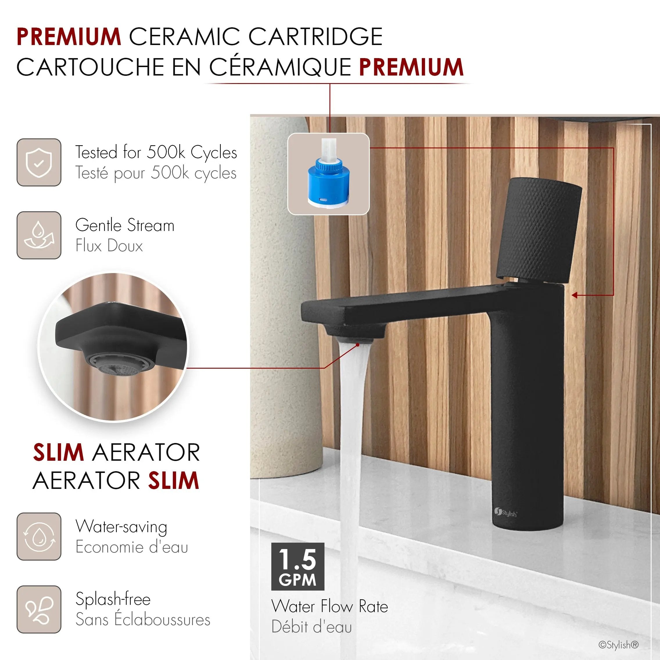 Stylish Riela Single Handle 7 1/2" Matte Black Bathroom Faucet - Plumbing Market