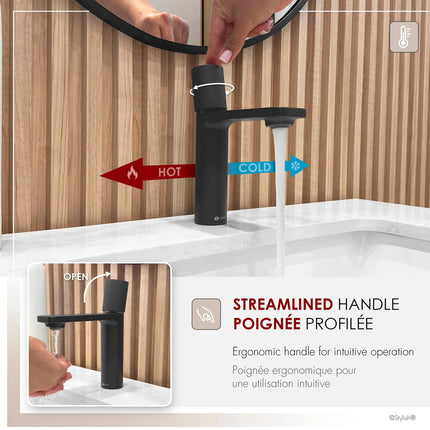 Stylish Riela Single Handle 7 1/2" Matte Black Bathroom Faucet - Plumbing Market