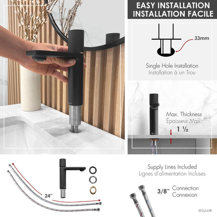Stylish Riela Single Handle 7 1/2" Matte Black Bathroom Faucet - Plumbing Market