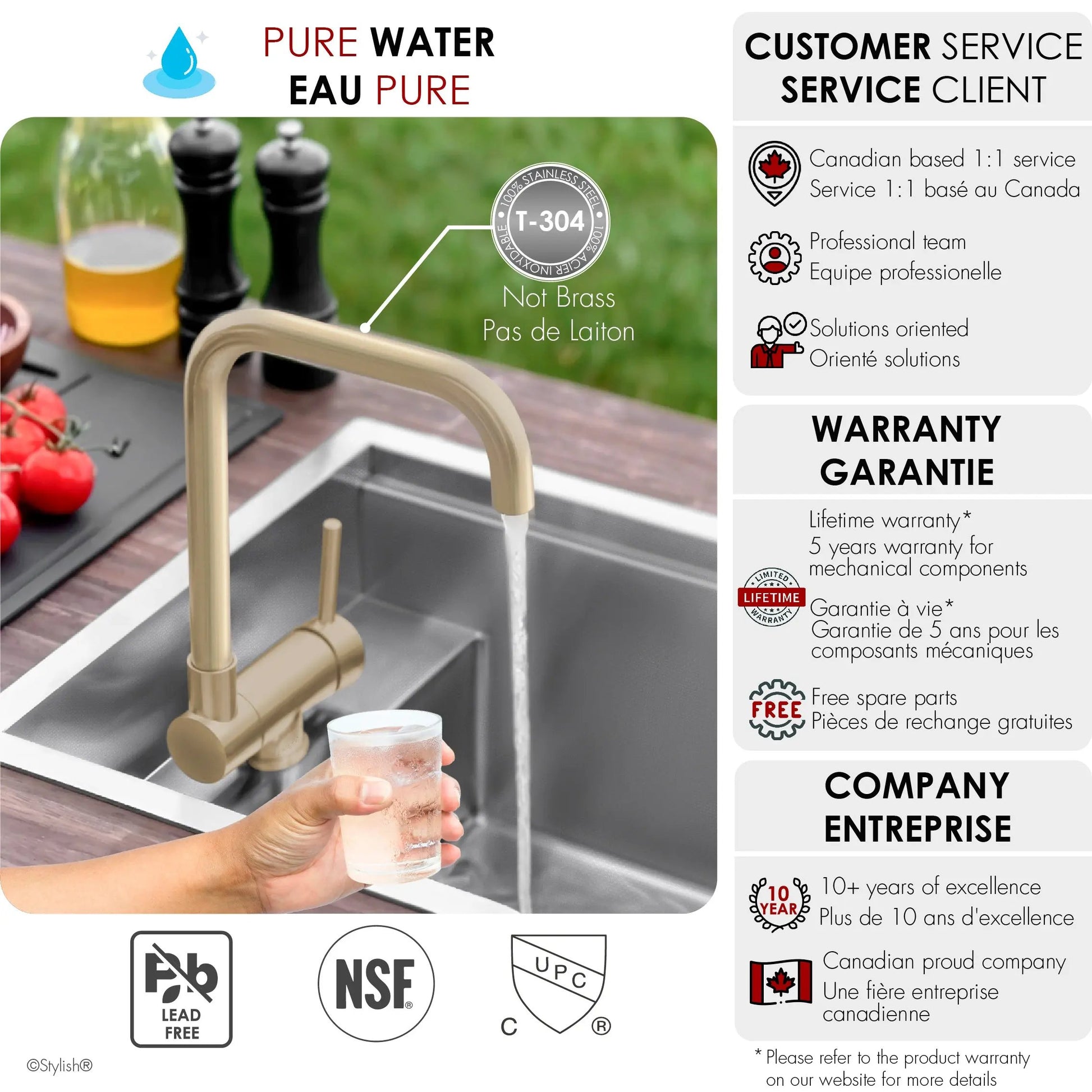 Stylish Single Handle Brushed Gold Foldable Kitchen Faucet - Plumbing Market