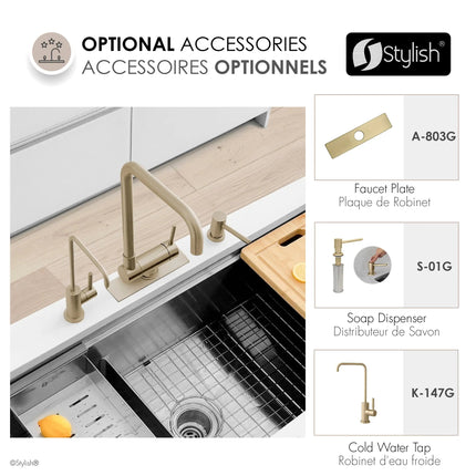 Stylish Single Handle Brushed Gold Foldable Kitchen Faucet - Plumbing Market