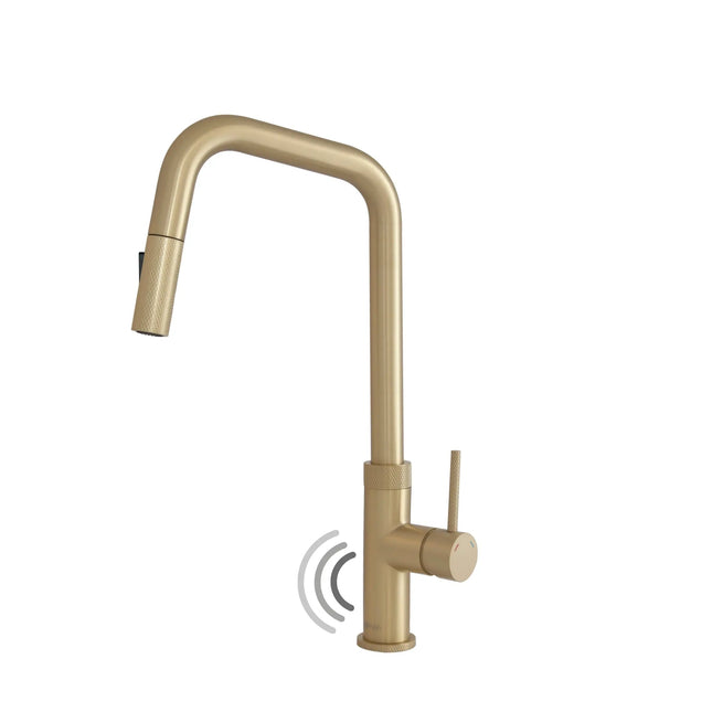 Stylish Single Handle Brushed Gold Pull Down Touchless Kitchen Faucet - Plumbing Market
