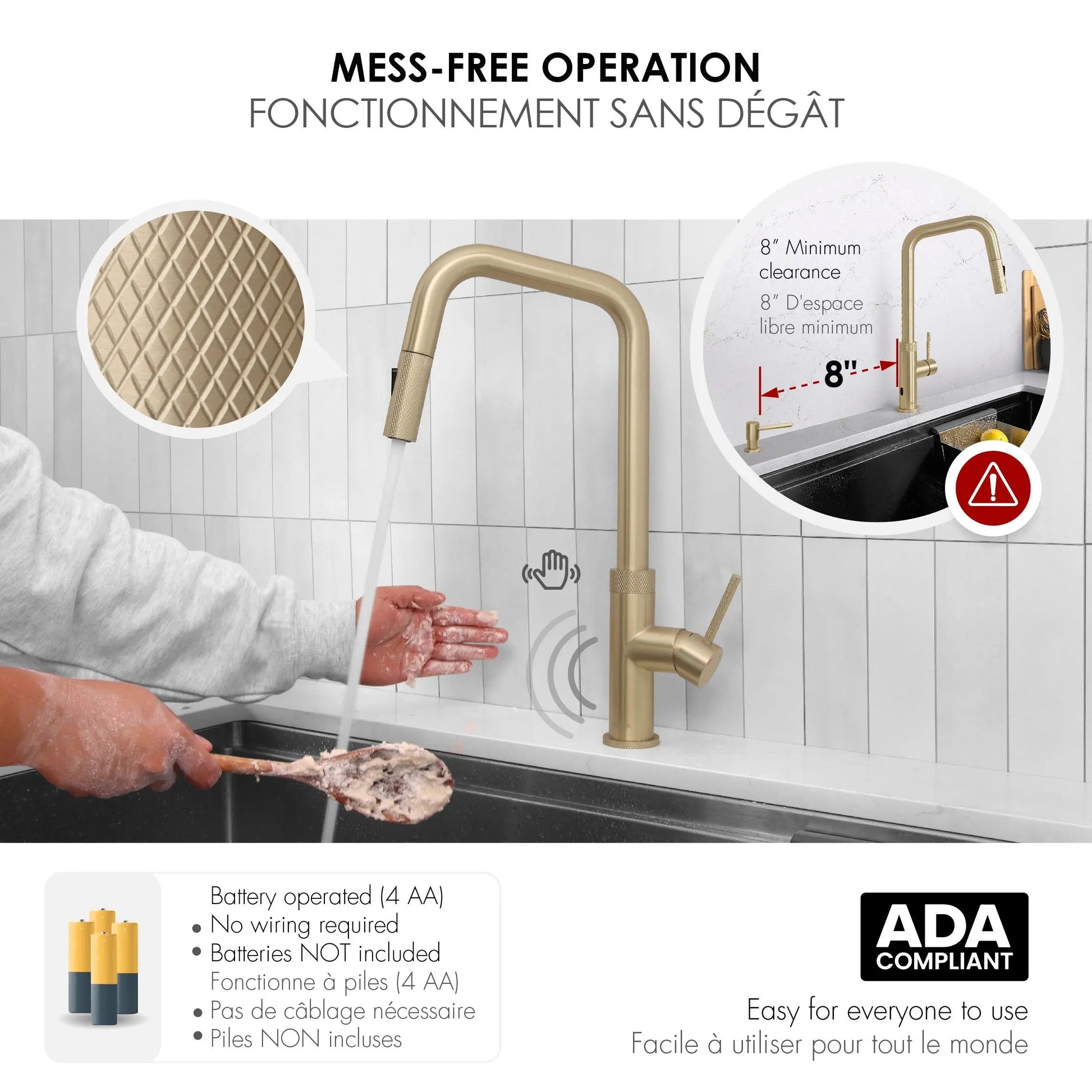 Stylish Single Handle Brushed Gold Pull Down Touchless Kitchen Faucet - Plumbing Market