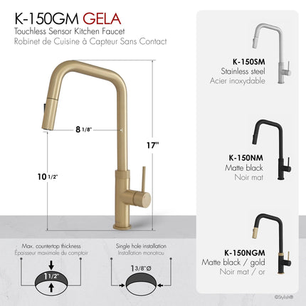 Stylish Single Handle Brushed Gold Pull Down Touchless Kitchen Faucet - Plumbing Market