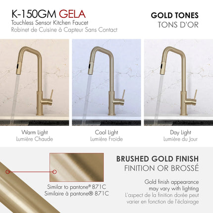 Stylish Single Handle Brushed Gold Pull Down Touchless Kitchen Faucet - Plumbing Market