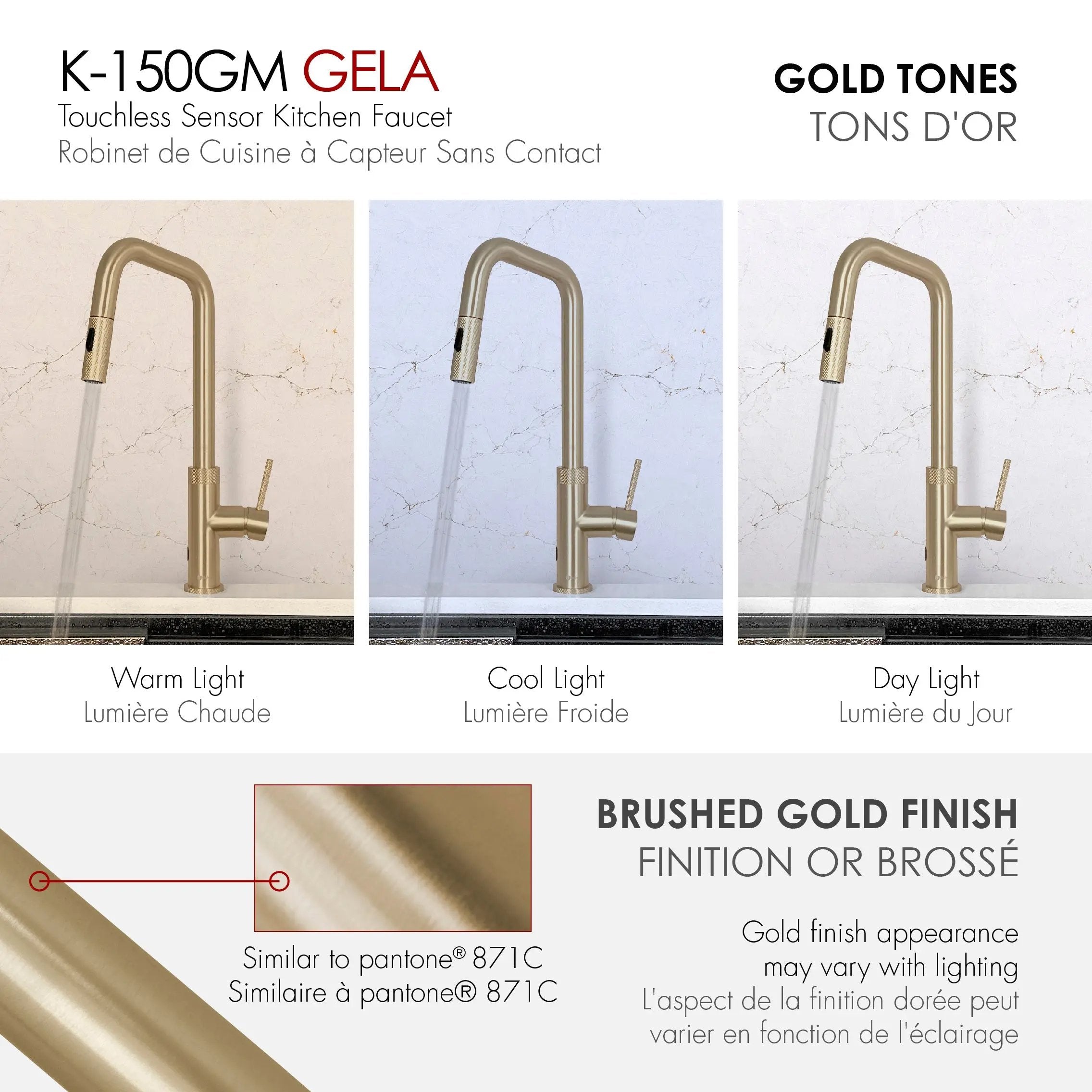 Stylish Single Handle Brushed Gold Pull Down Touchless Kitchen Faucet - Plumbing Market