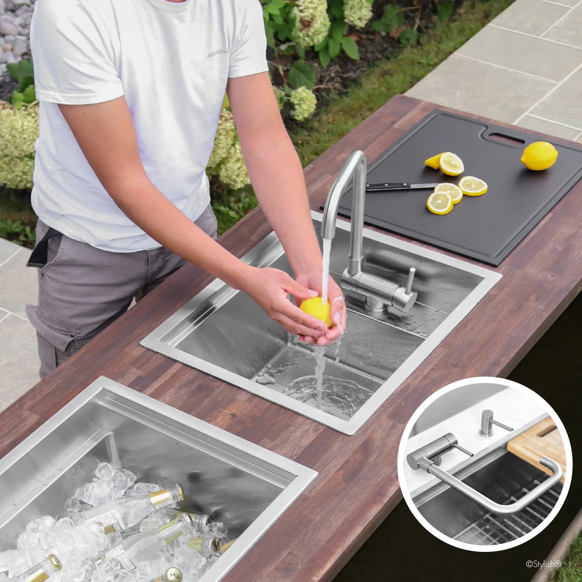 Stylish Single Handle Brushed Stainless Steel Foldable Kitchen Faucet - Plumbing Market