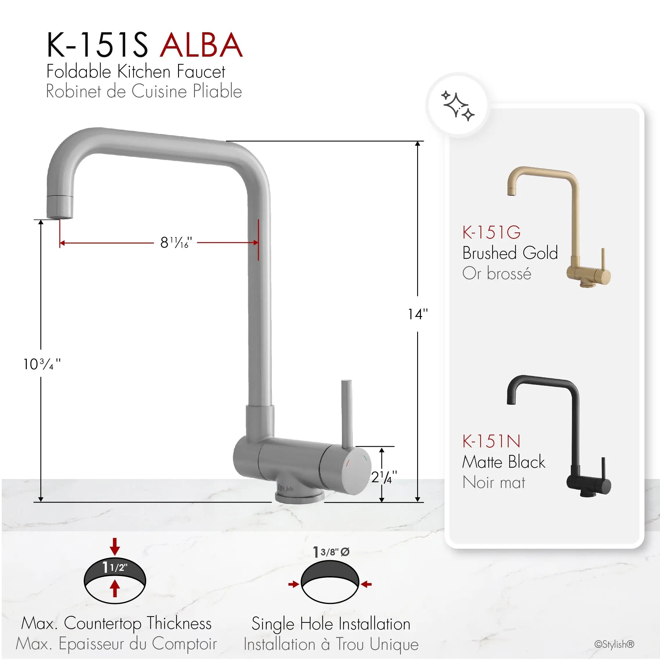 Stylish Single Handle Brushed Stainless Steel Foldable Kitchen Faucet - Plumbing Market
