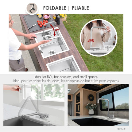 Stylish Single Handle Brushed Stainless Steel Foldable Kitchen Faucet - Plumbing Market