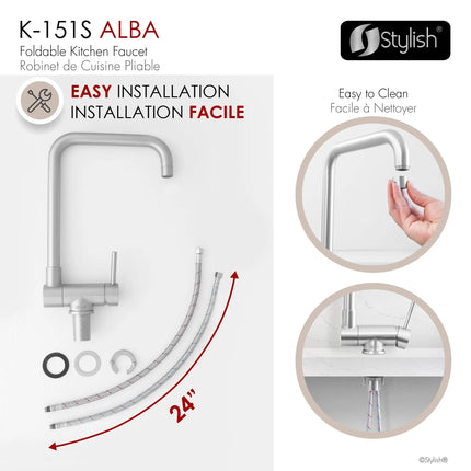 Stylish Single Handle Brushed Stainless Steel Foldable Kitchen Faucet - Plumbing Market