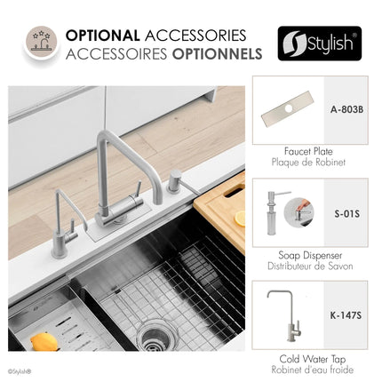 Stylish Single Handle Brushed Stainless Steel Foldable Kitchen Faucet - Plumbing Market