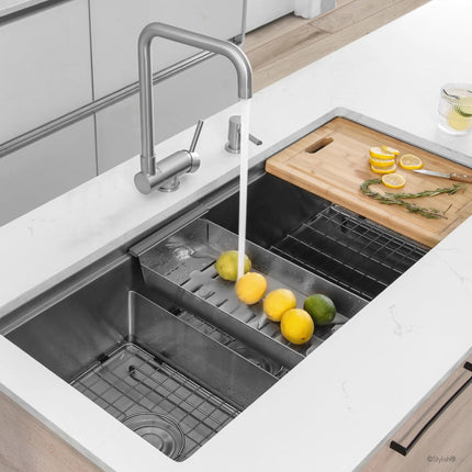 Stylish Single Handle Brushed Stainless Steel Foldable Kitchen Faucet - Plumbing Market