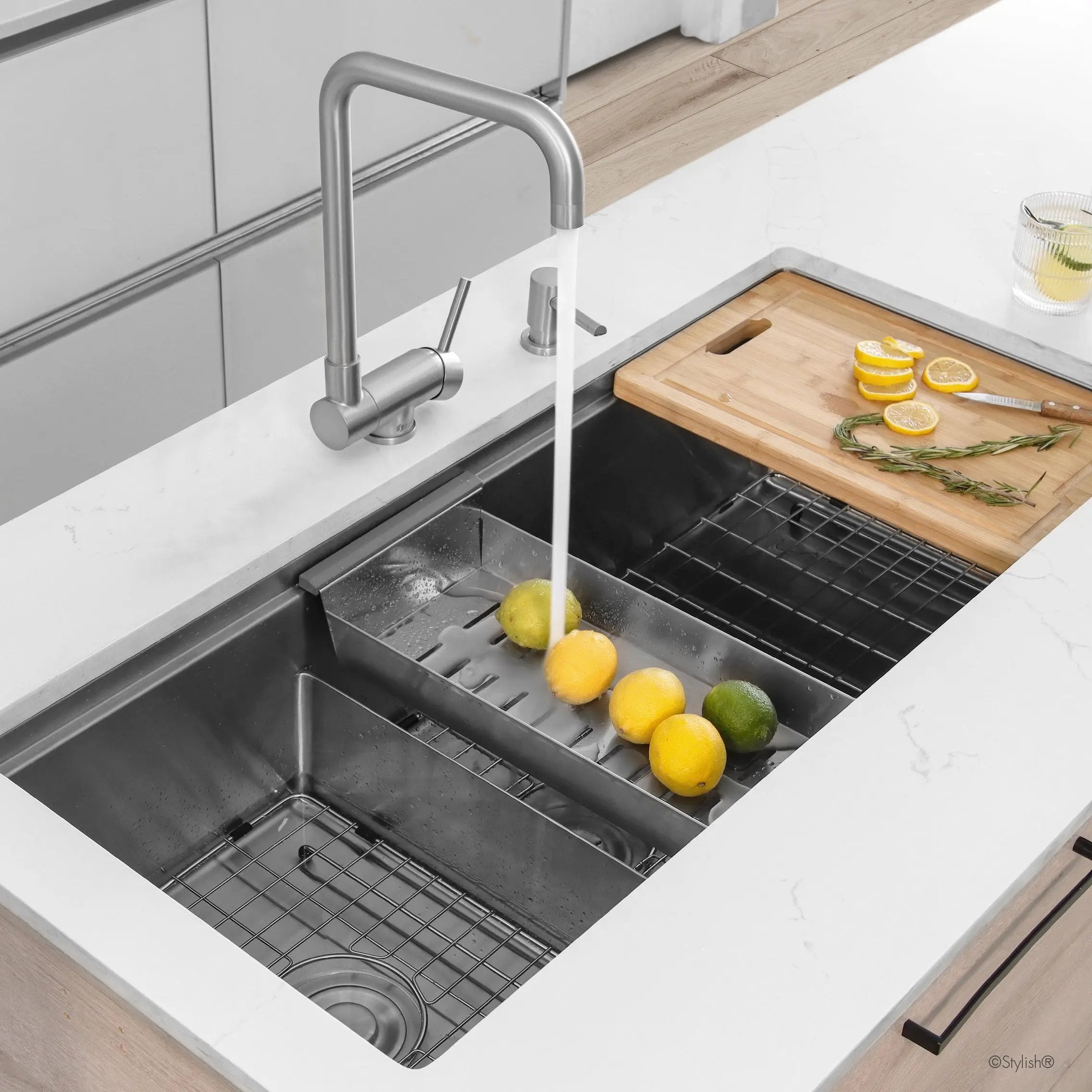 Stylish Single Handle Brushed Stainless Steel Foldable Kitchen Faucet - Plumbing Market
