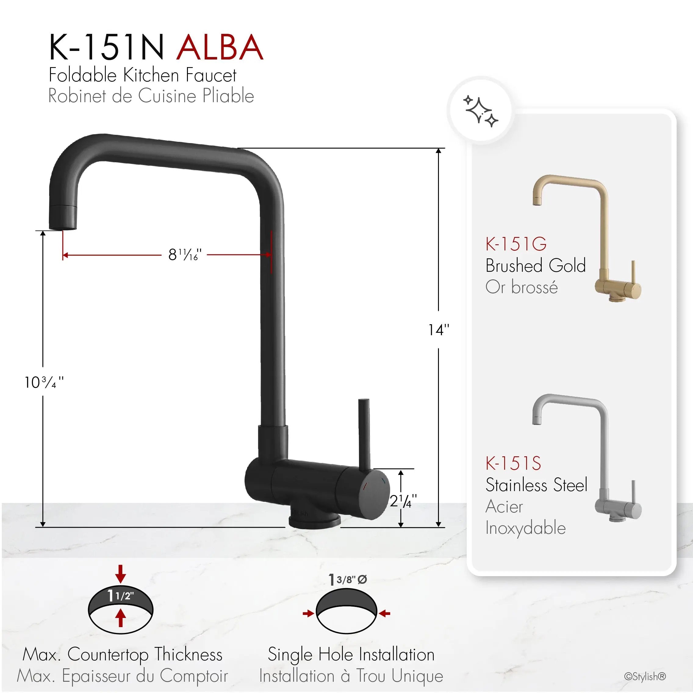 Stylish Single Handle Matte Black Foldable Kitchen Faucet - Plumbing Market