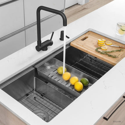 Stylish Single Handle Matte Black Foldable Kitchen Faucet - Plumbing Market