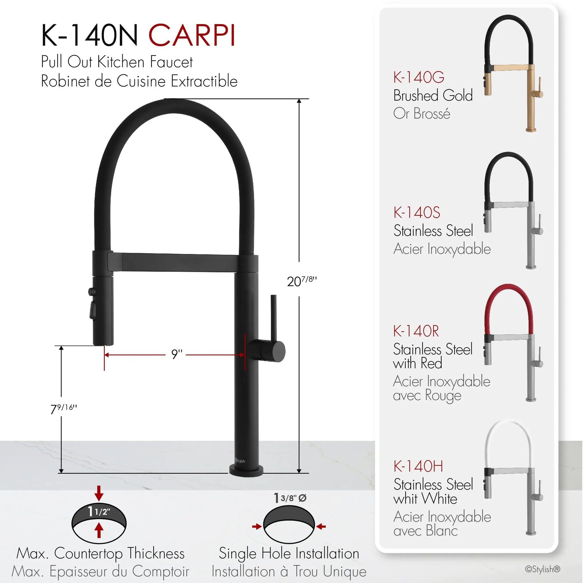 Stylish Single Handle Matte Black Pull Out Three Modes Kitchen Faucet - Plumbing Market