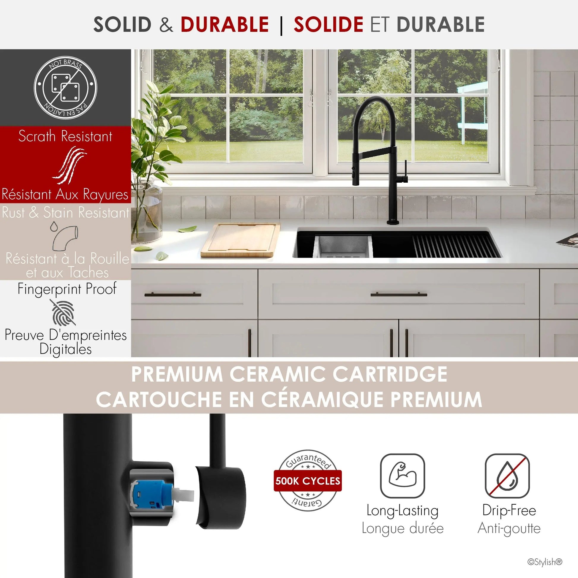 Stylish Single Handle Matte Black Pull Out Three Modes Kitchen Faucet - Plumbing Market