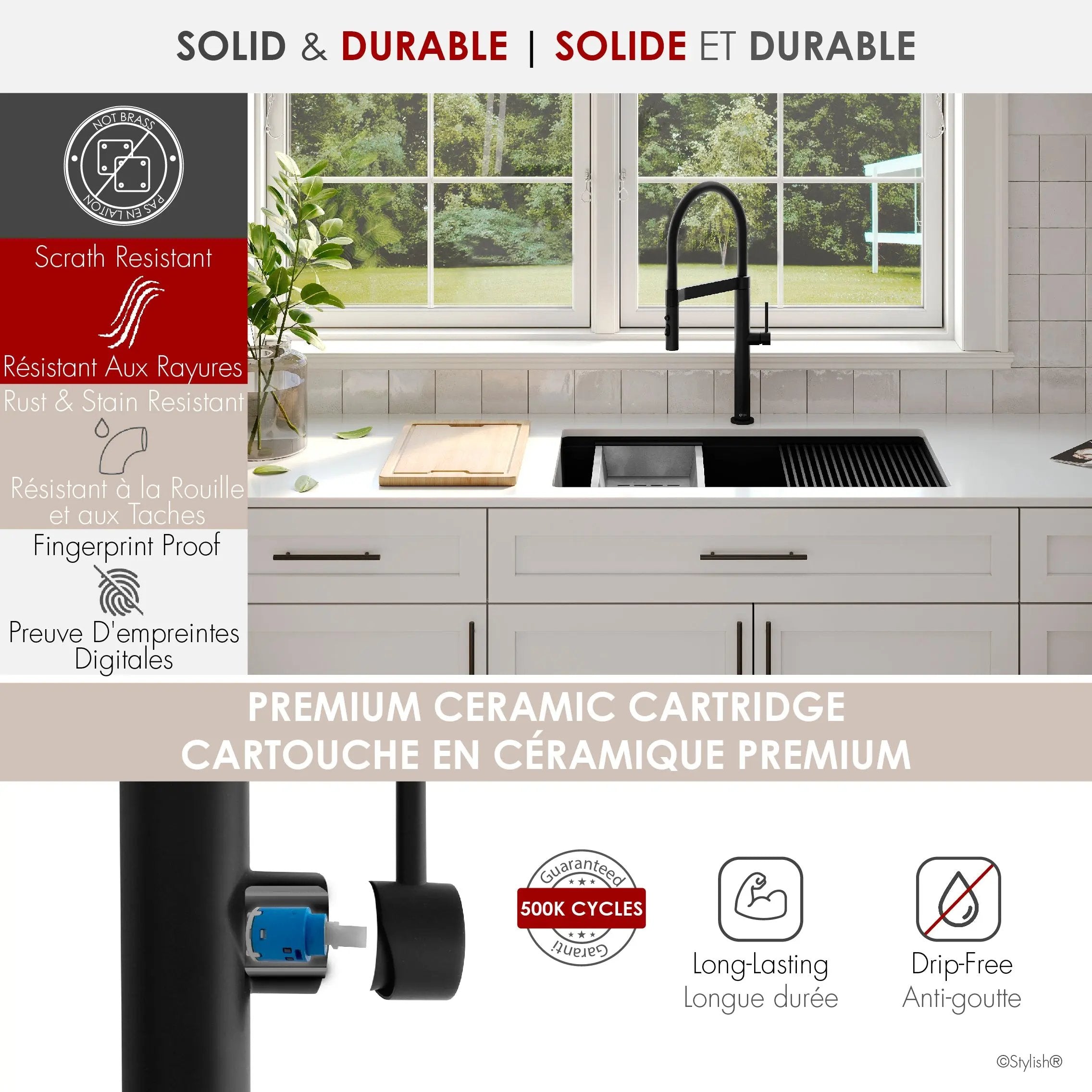 Stylish Single Handle Matte Black Pull Out Three Modes Kitchen Faucet - Plumbing Market