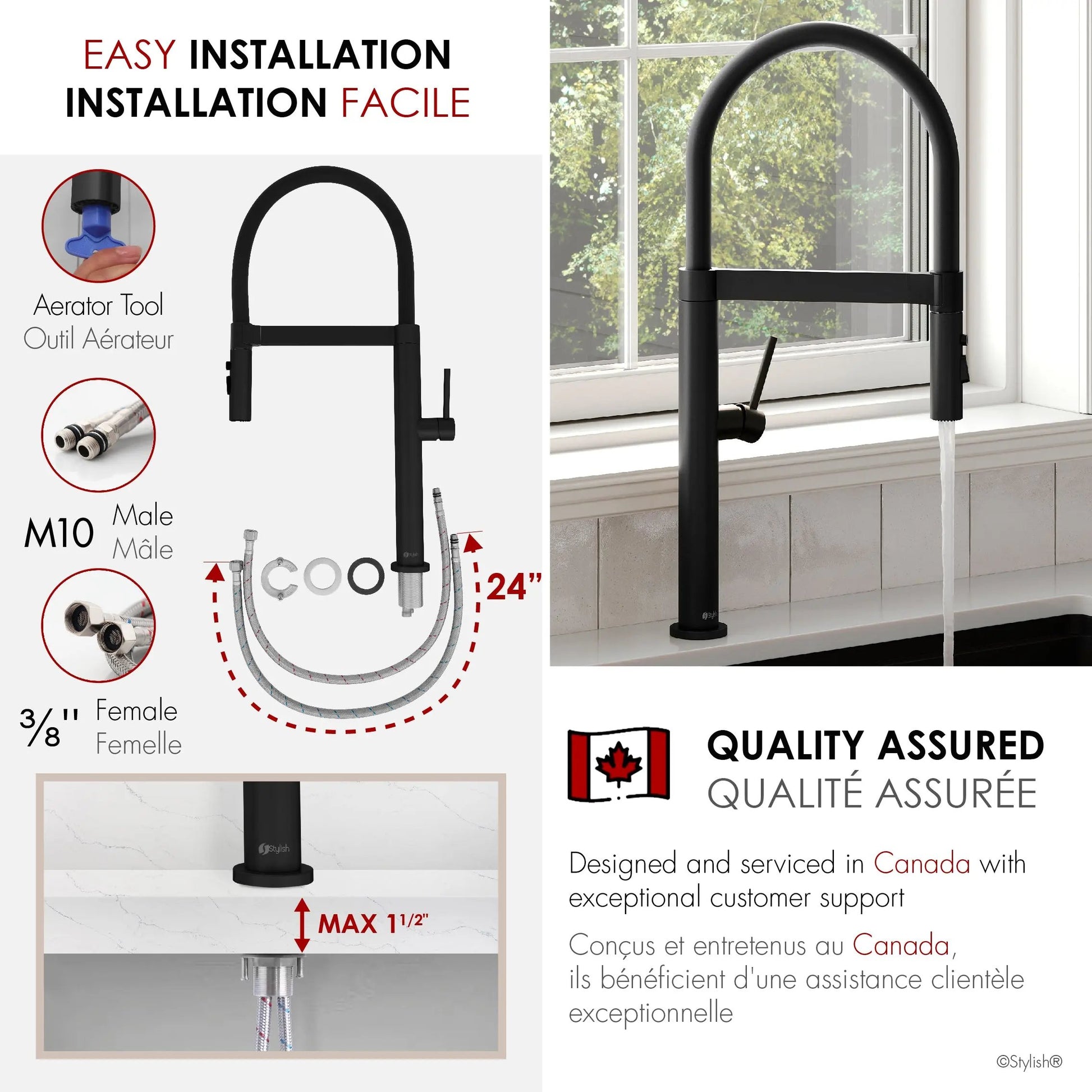 Stylish Single Handle Matte Black Pull Out Three Modes Kitchen Faucet - Plumbing Market