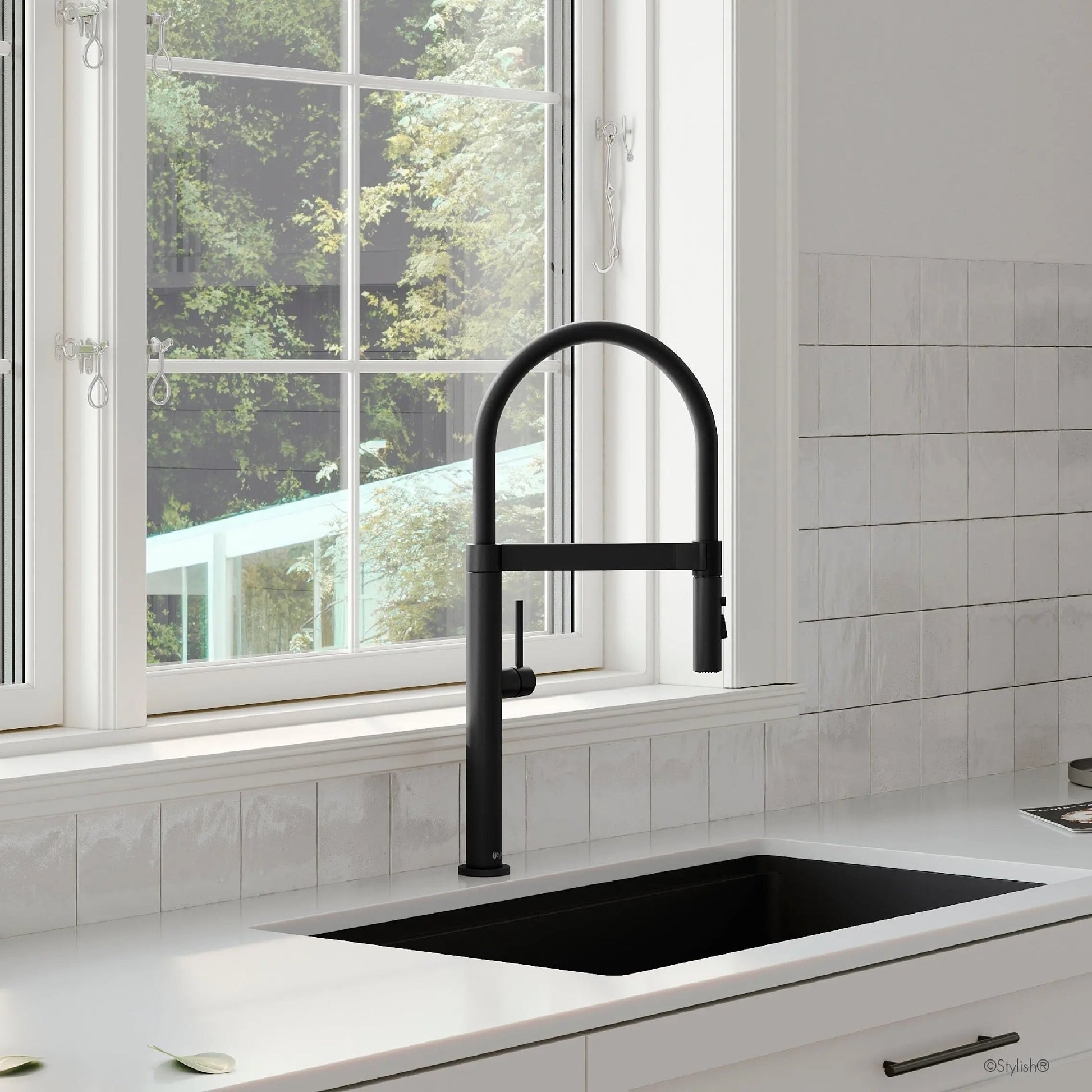 Stylish Single Handle Matte Black Pull Out Three Modes Kitchen Faucet - Plumbing Market
