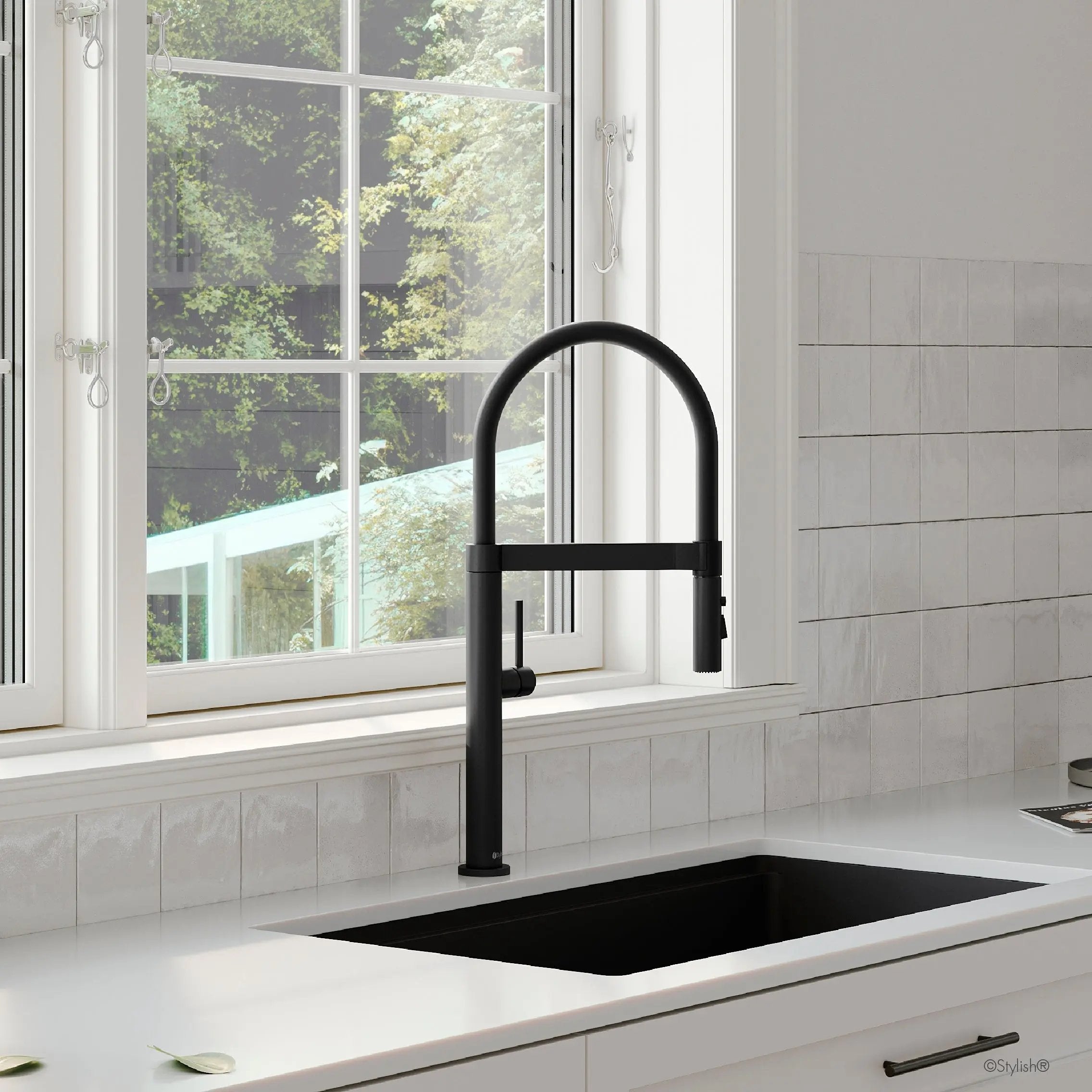 Stylish Single Handle Matte Black Pull Out Three Modes Kitchen Faucet - Plumbing Market