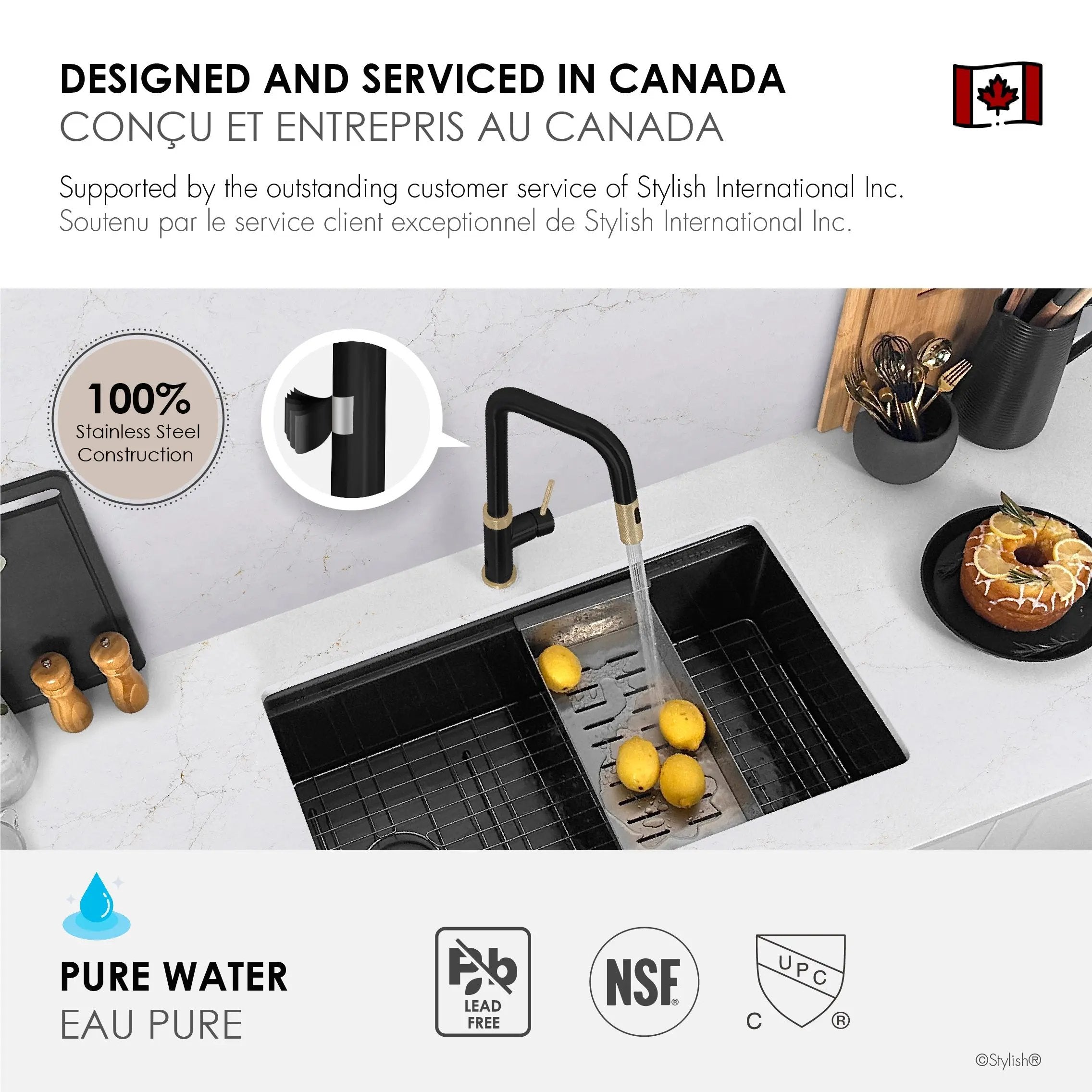 Stylish Single Handle Matte Black with Gold Pull Down Touchless Kitchen Faucet - Plumbing Market