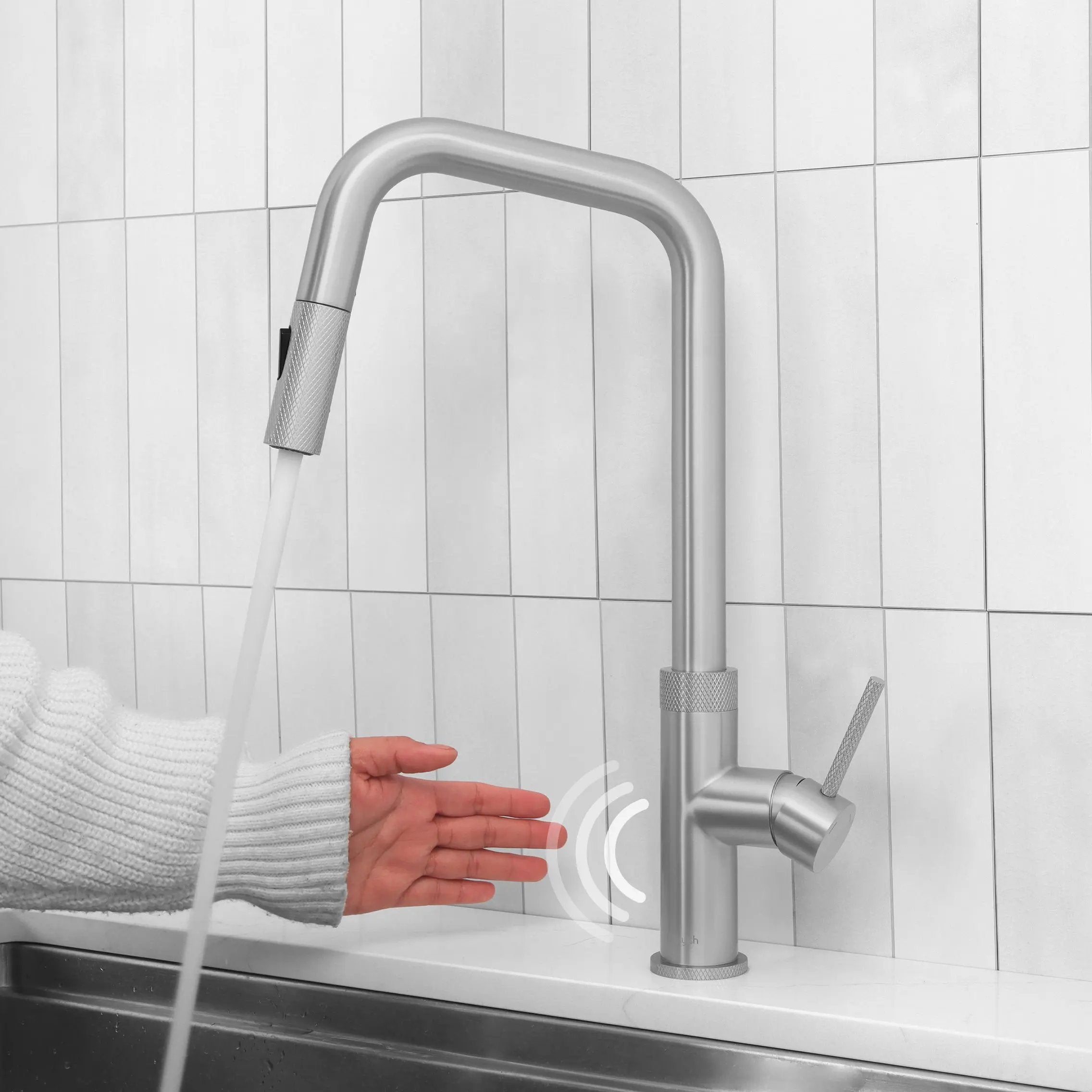 Stylish Single Handle Stainless Steel Pull Down Touchless Kitchen Faucet - Plumbing Market