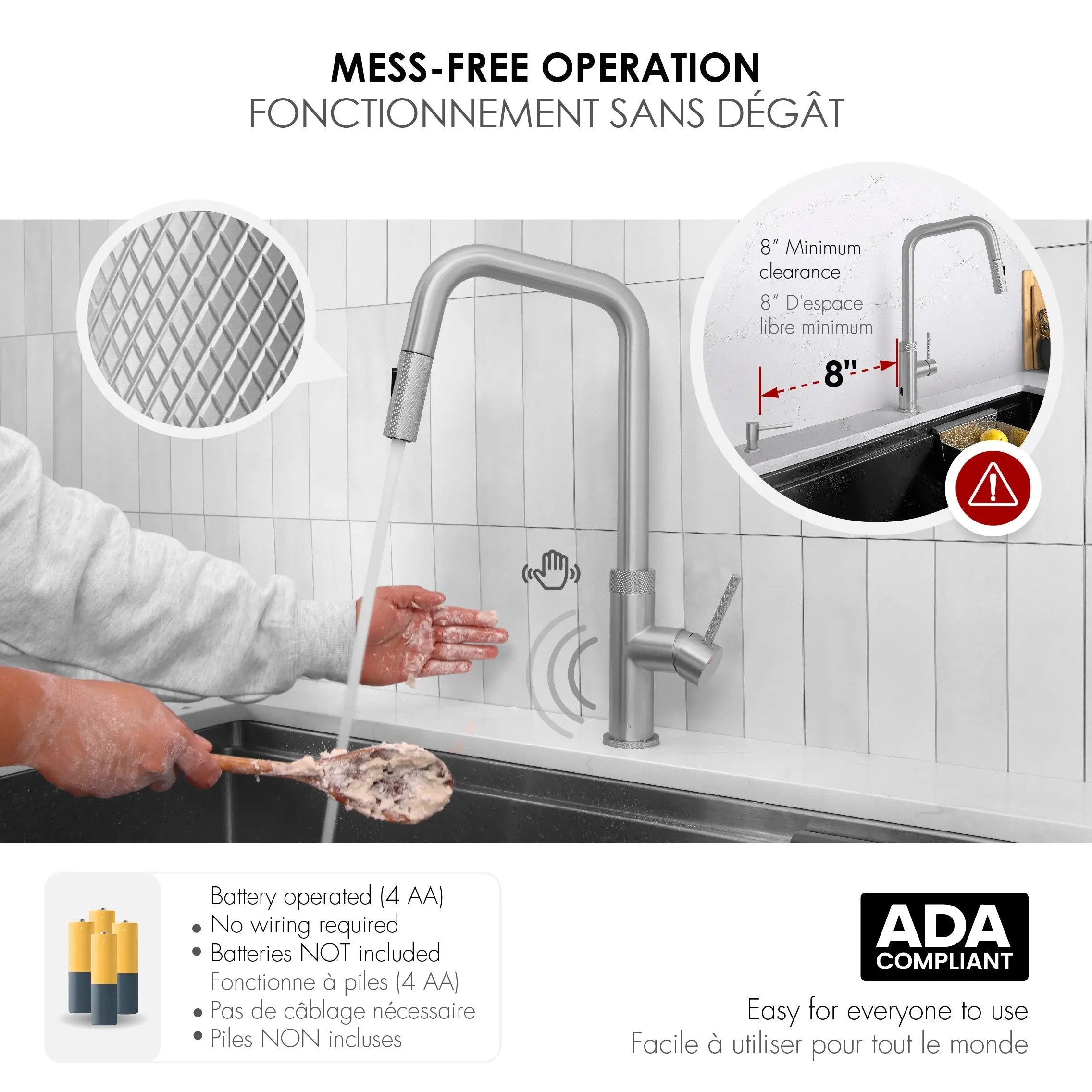 Stylish Single Handle Stainless Steel Pull Down Touchless Kitchen Faucet - Plumbing Market