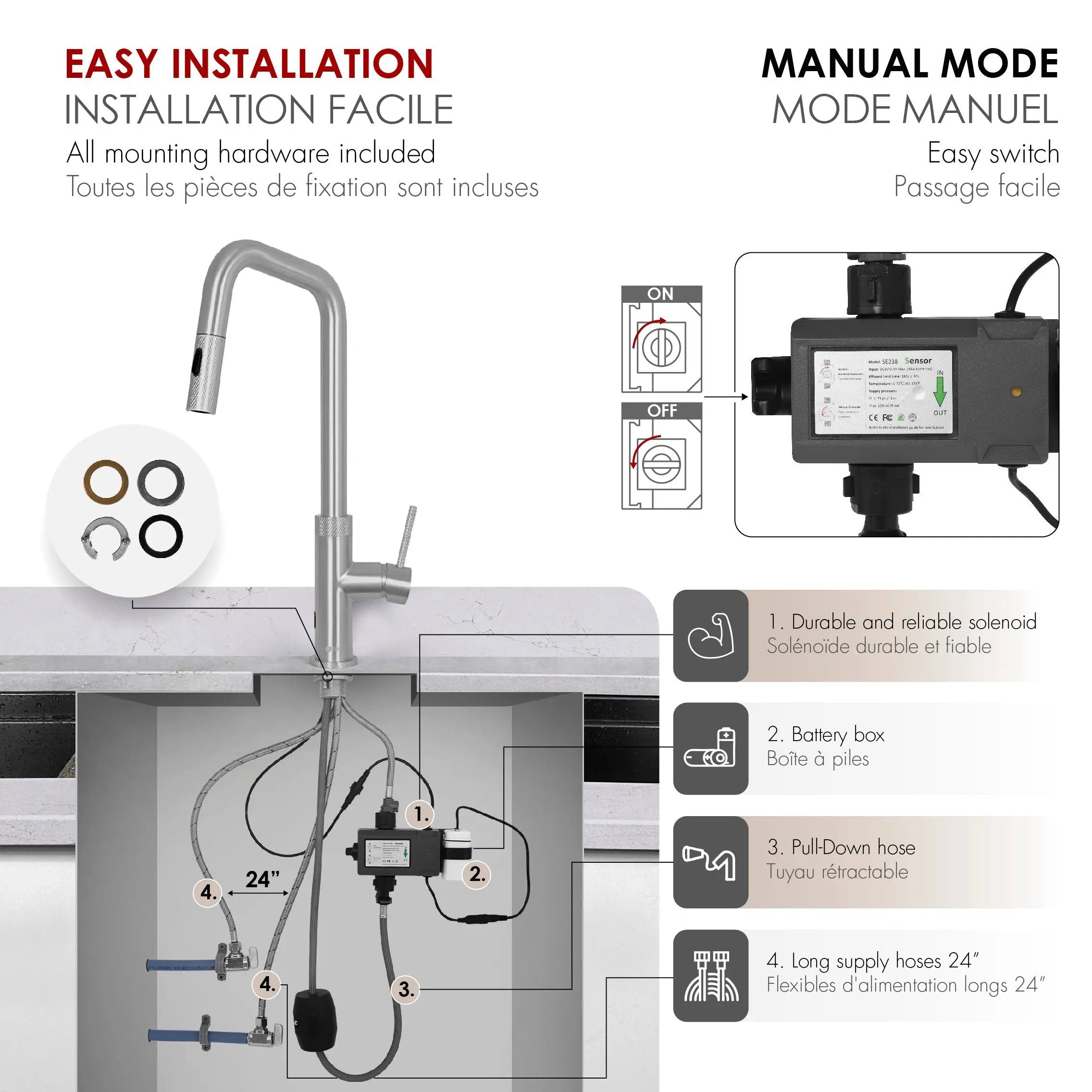 Stylish Single Handle Stainless Steel Pull Down Touchless Kitchen Faucet - Plumbing Market