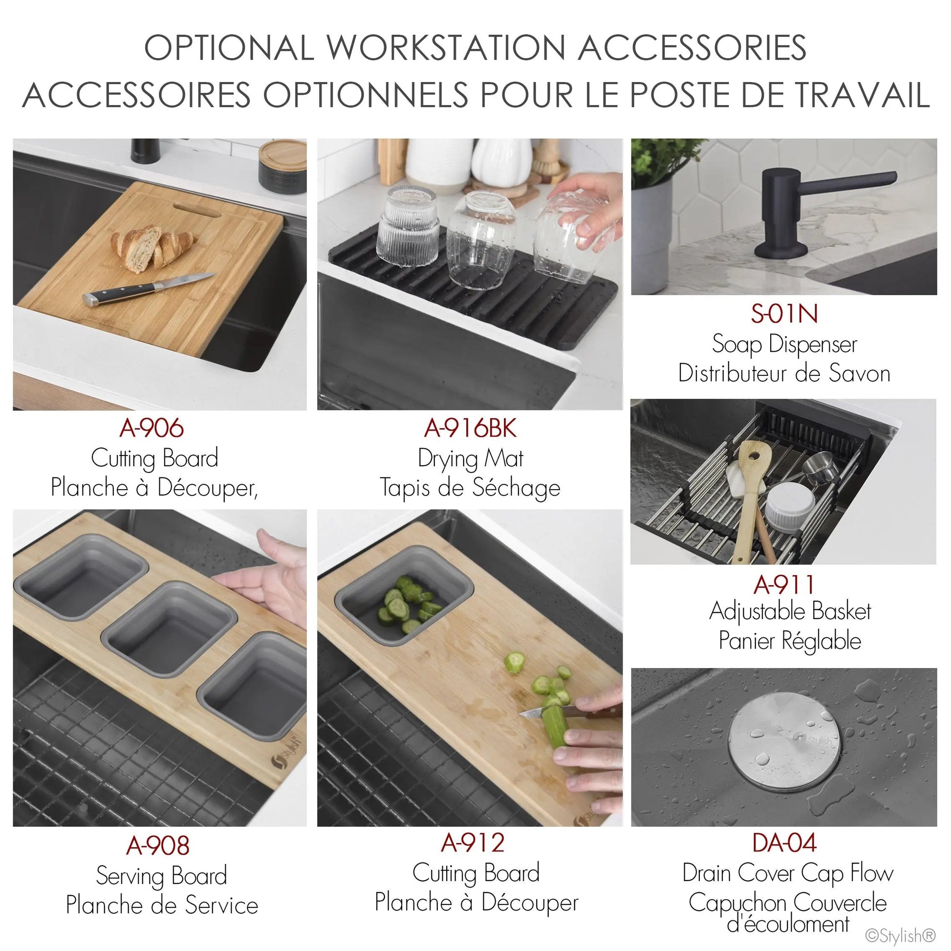 Stylish  Undermount 32 inch Graphite Black Stainless Steel Double Bowl Workstation Sink with Black Accesories - Plumbing Market