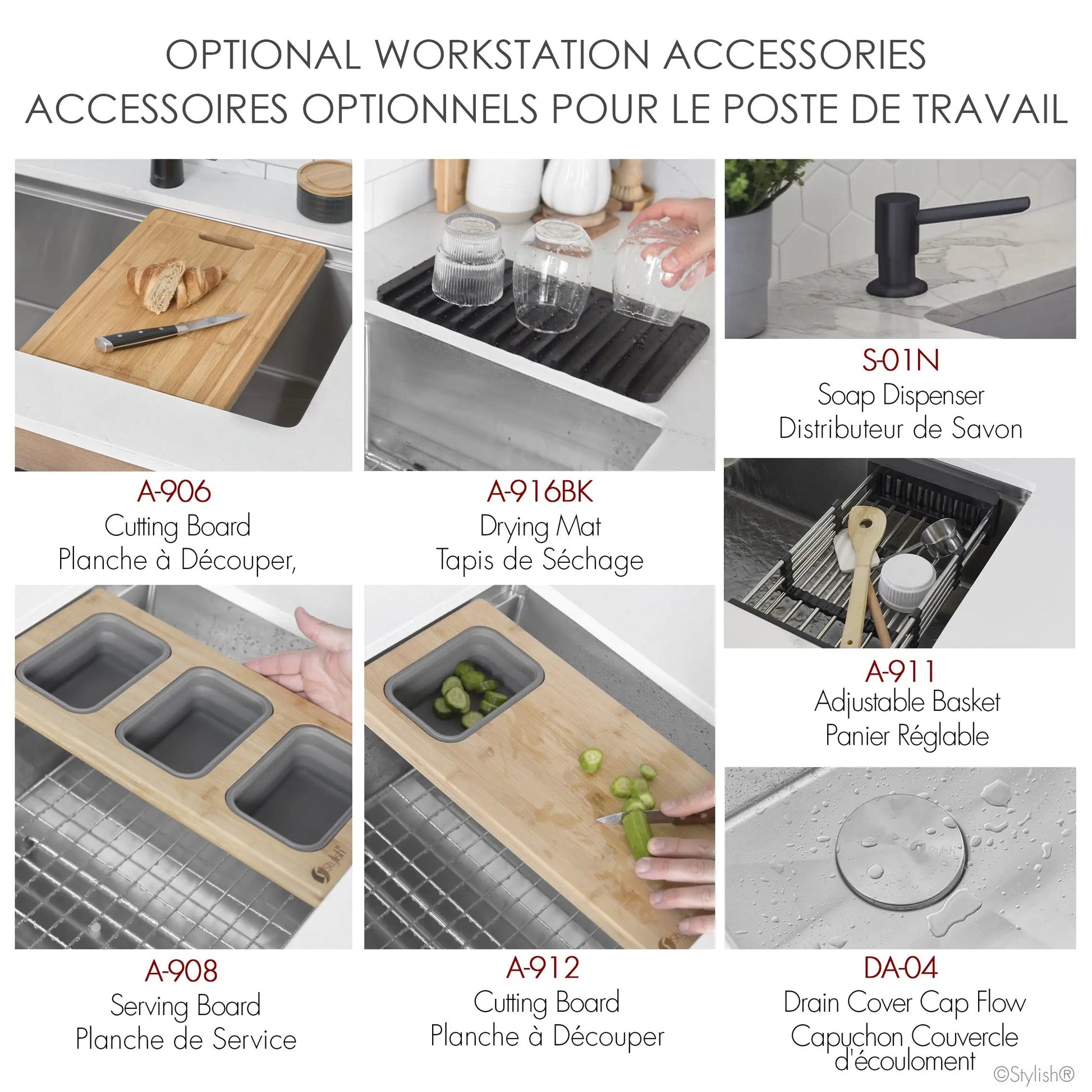 Stylish Undermount 32 inch Stainless Steel Double Bowl Workstation Sink with Black Accesories - Plumbing Market