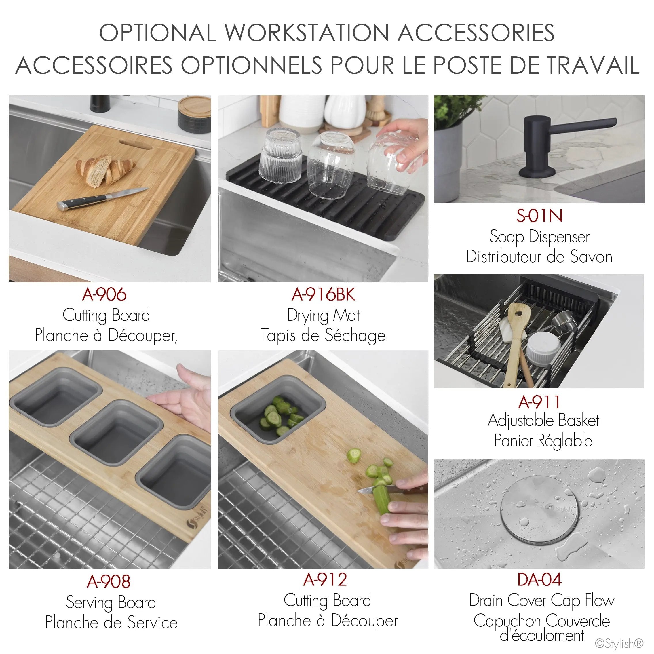 Stylish Undermount 32 inch Stainless Steel Double Bowl Workstation Sink with Black Accesories - Plumbing Market