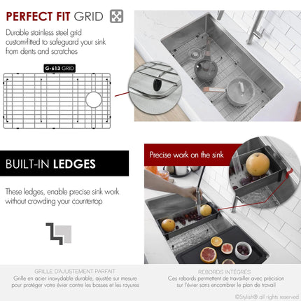 Stylish Undermount 33 inch Stainless Steel Single-Bowl Workstation Kitchen Sink - Plumbing Market