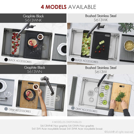 Stylish Undermount 33 inch Stainless Steel Single-Bowl Workstation Kitchen Sink - Plumbing Market