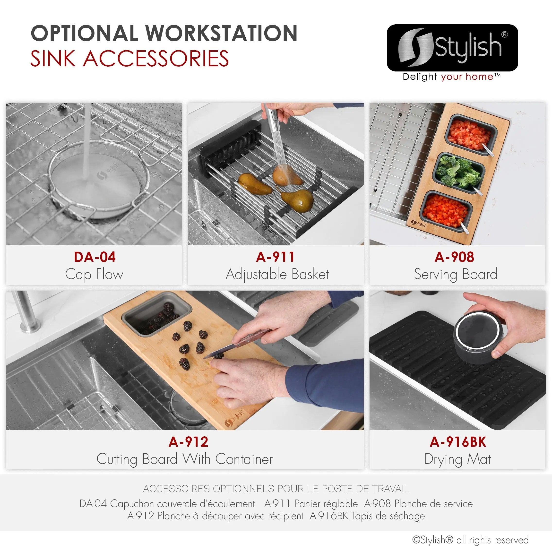 Stylish Undermount 36 inch Stainless Steel Double Bowl Workstation Kitchen Sink with Black Accessories - Plumbing Market