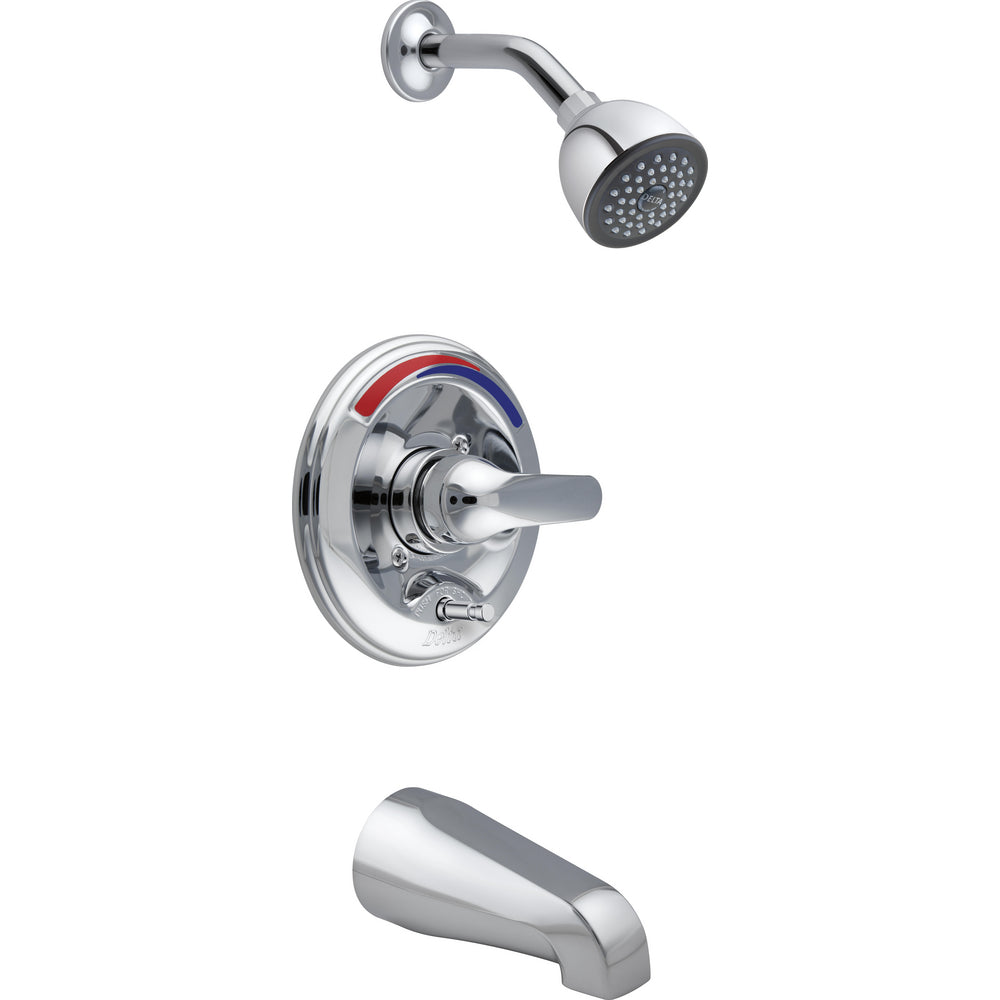 Delta Commercial T13691 Tub and Shower Trim with Push Button Diverter and Shower Head
