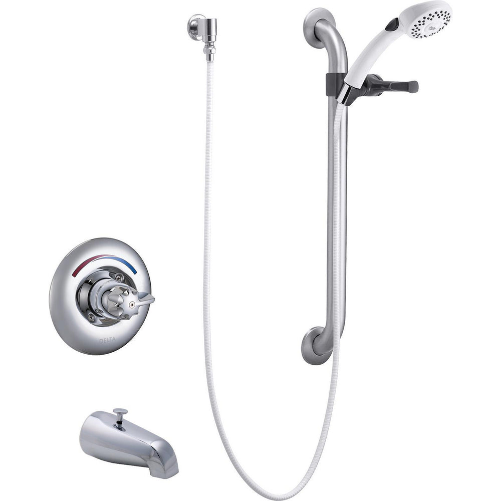 Delta Commercial T13H253 Tub and Shower Trim with Hand Shower and Grab Bar