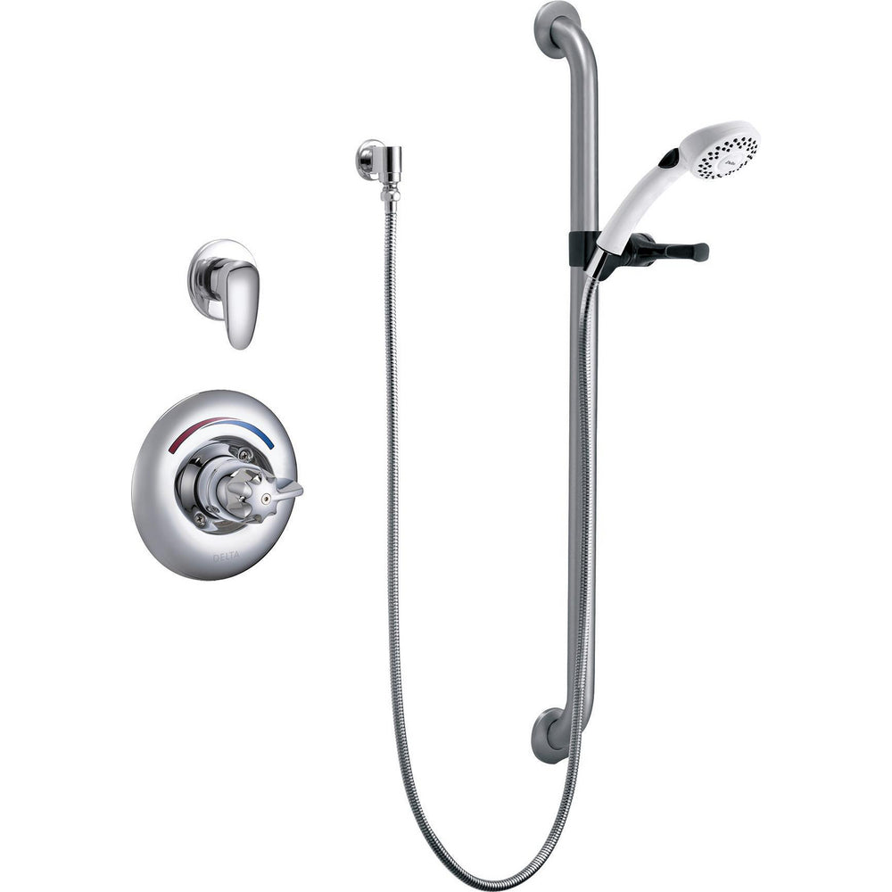 Delta Commercial T13H303-25 Shower Trim with Diverter, Hand Shower and Grab Bar