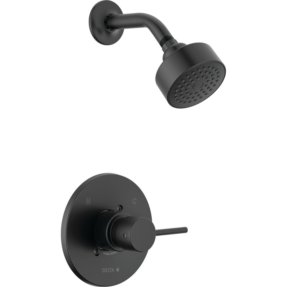 Delta Modern Cylindrical Round Contemporary Shower Only Pp - Matte Black