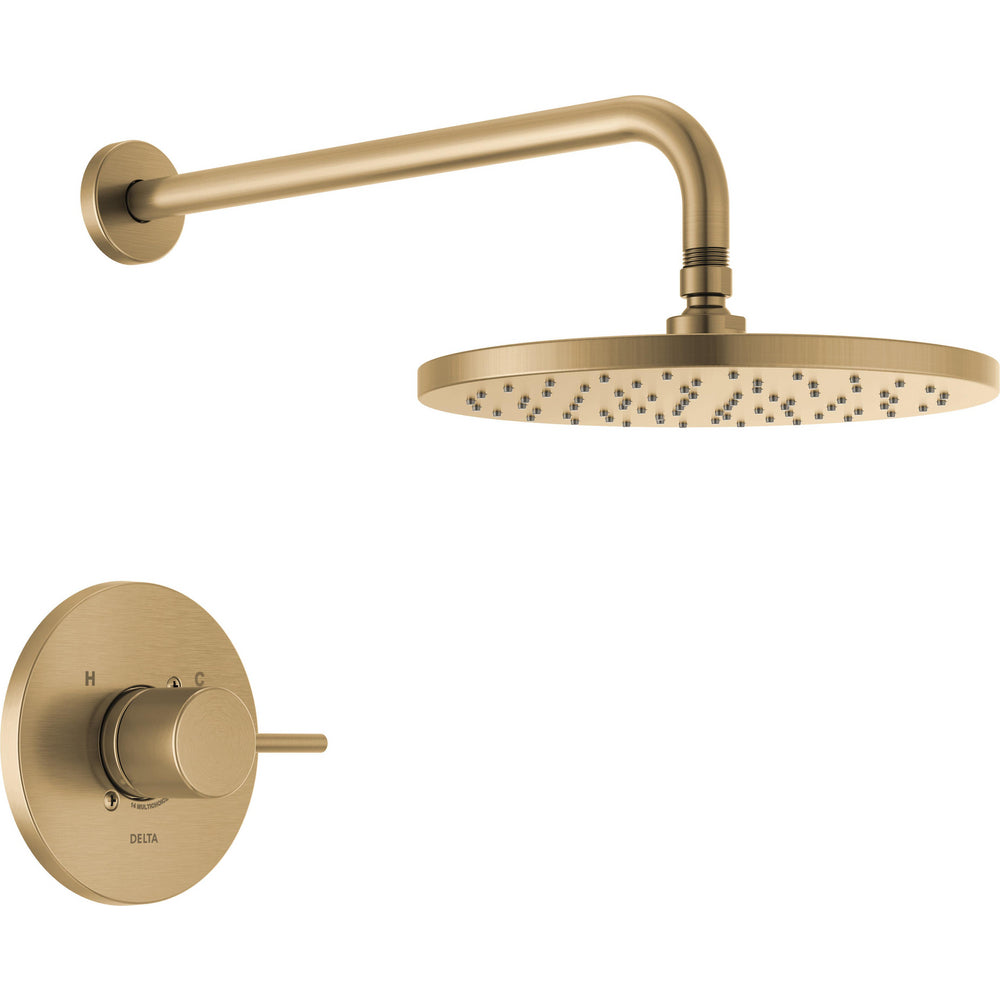 Delta Modern Cylindrical Showerhead With Handshower - Champagne Bronze