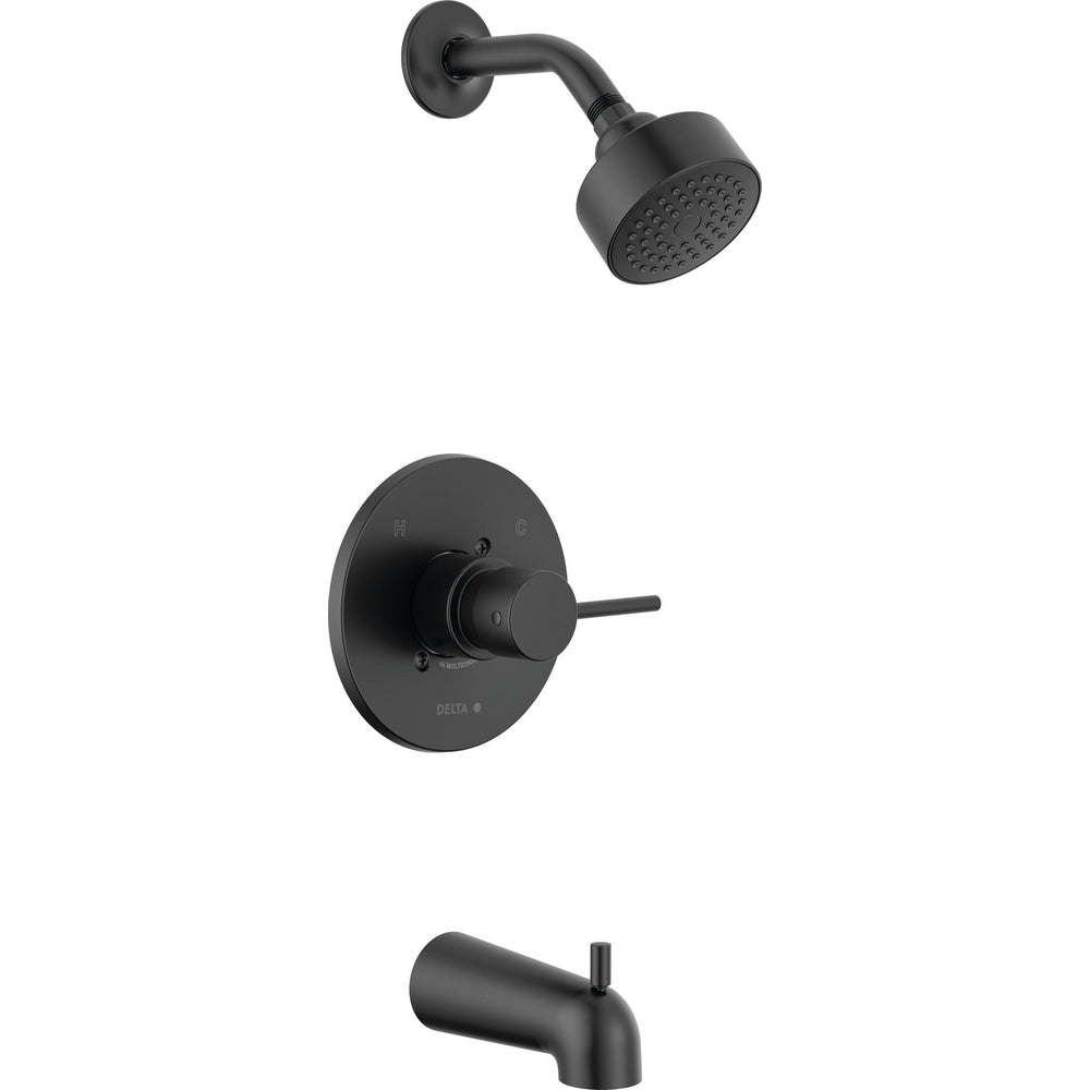 Delta Modern Cylindrical Round Contemporary Tub Shower Pp - Matte Black