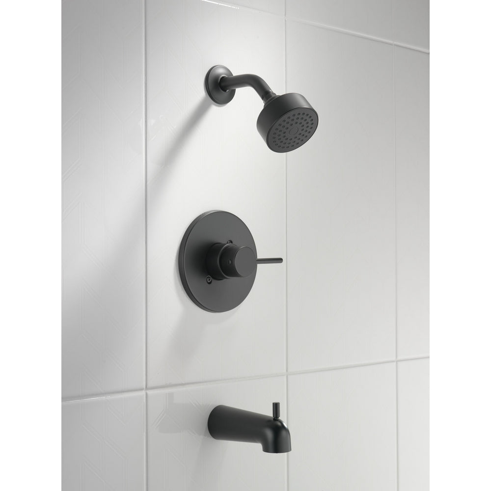Delta Modern Cylindrical Round Contemporary Tub Shower Pp - Matte Black