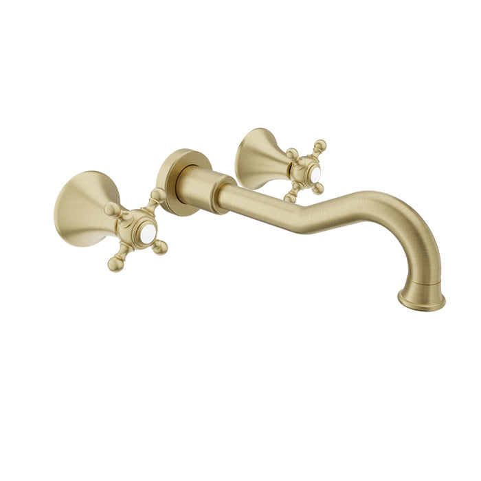 Baril NAUTICA B16 Trim Only for Two Handles Wall-Mounted Lavatory Faucet, Drain Not Included T16-8041-00L in Satin Brass