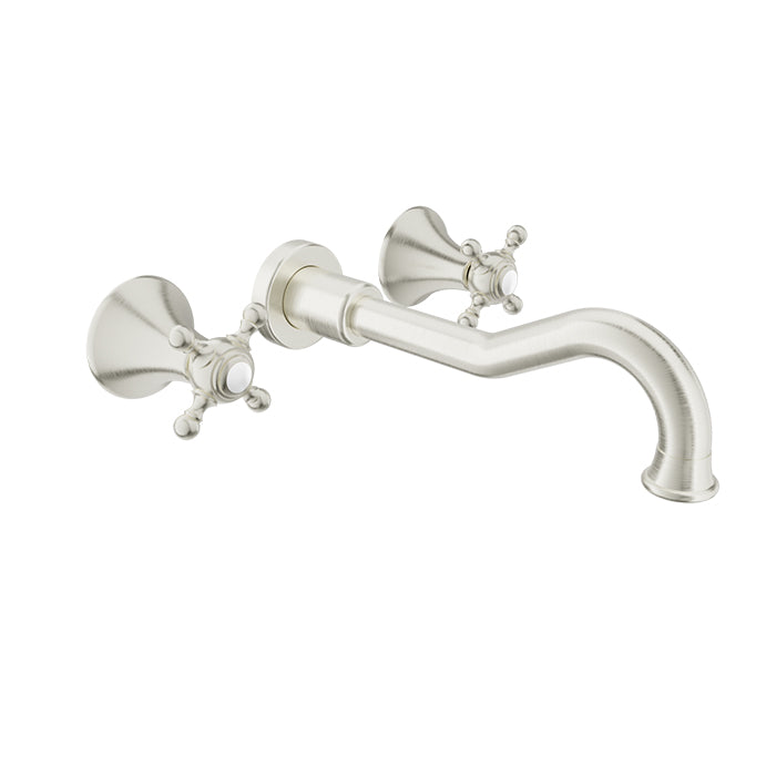 Baril NAUTICA B16 Trim Only for Two Handles Wall-Mounted Lavatory Faucet, Drain Not Included T16-8041-00L in Brushed Nickel